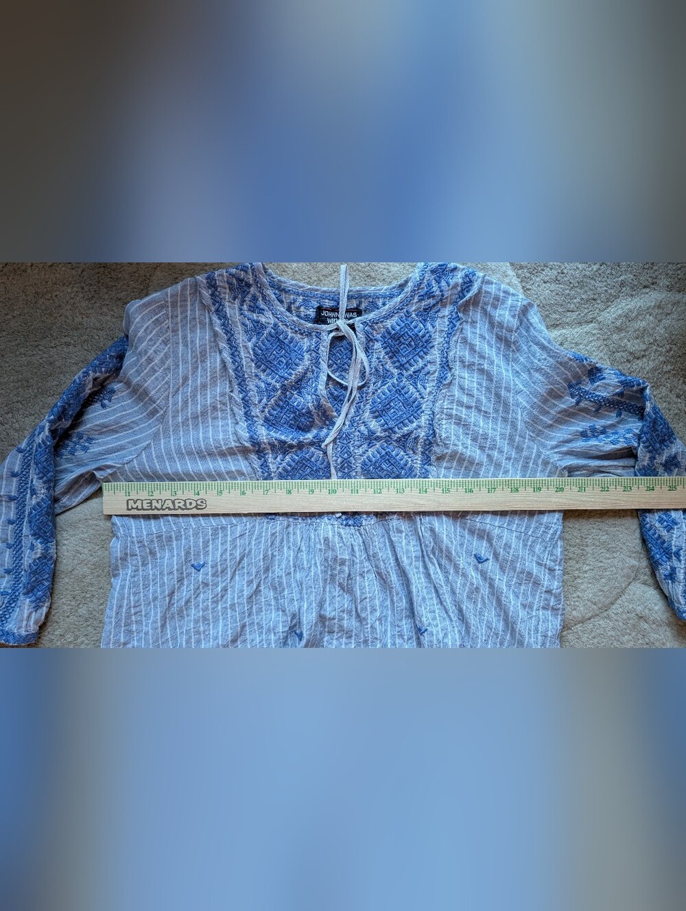 Johnny Was blue and white embroidered tunic Dress - Picture 9 of 9